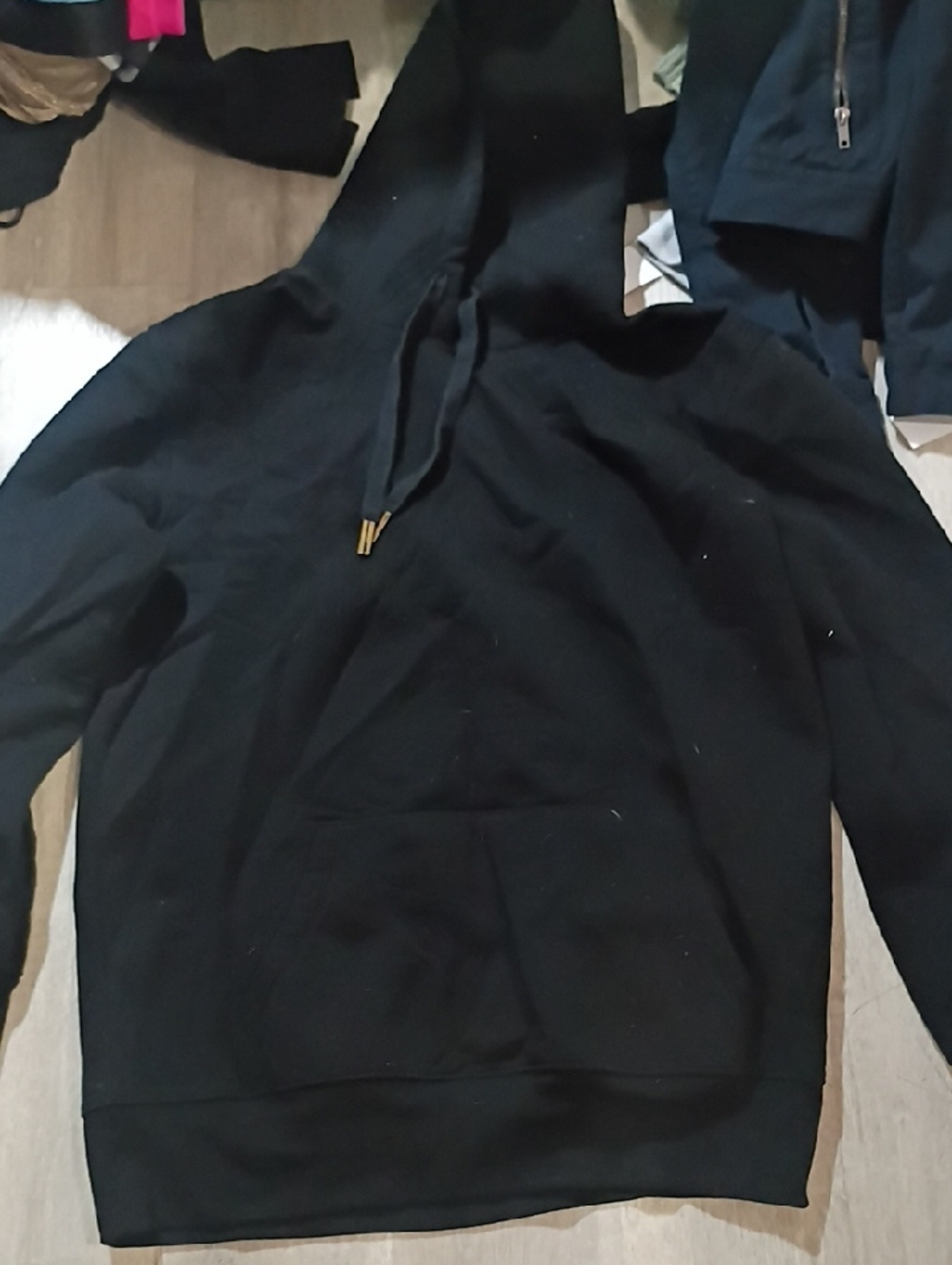 Classic Black Hoodie with Drawstring
